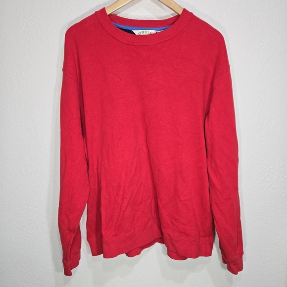 Orvis Men's XL Ribbed Red Pullover Sweatshirt Sweater Cotton - Picture 1 of 4